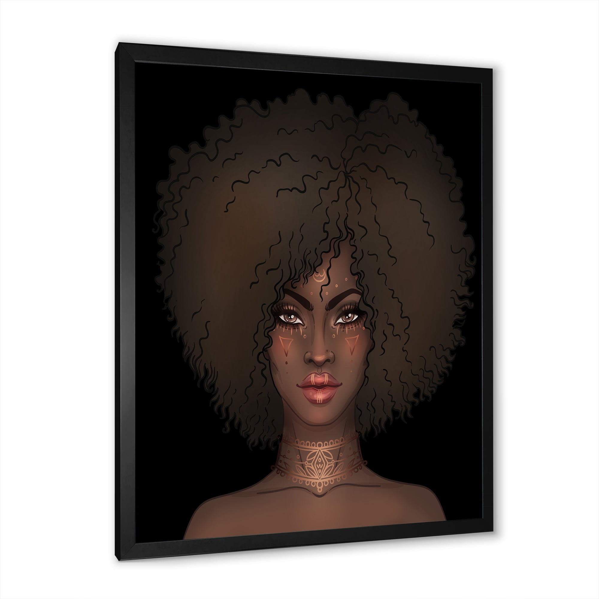 Designart 'Portrait of Afro American Woman III' Modern Framed Art Print