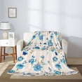 thumbnail image 2 of Throw Blanket for Couch Sofa and Bed, Blue Rose Flowers Super Soft Plush Throw Blanket, Fuzzy Cuteness Comfy Warm Washable Flannel Blanket & Throws for All Season 60"x50", 2 of 5