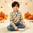 thumbnail image 2 of LTTVQM Halloween Sweatshirt for Boys Girls Cute Ghost Pumpkin Pattern Half Zip Stand Collar Cable Knit Long Sleeve Pullover Casual Warm Comfortable Outdoor Holiday Party Sweater Complexion 13-14 Year, 2 of 6
