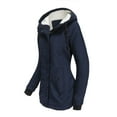 thumbnail image 3 of Usmixi 2023 Parka Jacket for Women Overcoats for Women Outdoor Warm Thickened Fleece Lined Trench Coats Casual Solid Plus Size Drawstring Hooded Plush Outerwear Winter Parka Jacket, 3 of 5