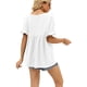 thumbnail image 4 of Camisetas de manga corta con volantes y cuello en V informales para mujer Camisetas sueltas de manga corta para mujer Blanco XL, 4 of 6