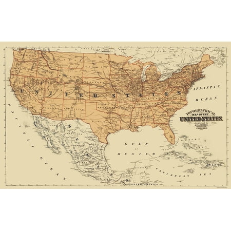 Historic Map - United States Mexico Canada - Andreas 1873 - Vintage Wall Art