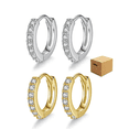 thumbnail image 1 of 2 pares de Aretes De Plata Laminado Lab.G Dorado y Plateado, 1 of 5
