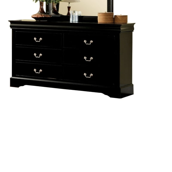 Wooden Dresser With Six Drawers , Black