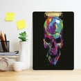 thumbnail image 5 of FMSHPON Skull in Color Paint Clipboard Hardboard Wood Nursing Clip Board and Pull for Standard A4 Letter 13x9 inches, 5 of 7