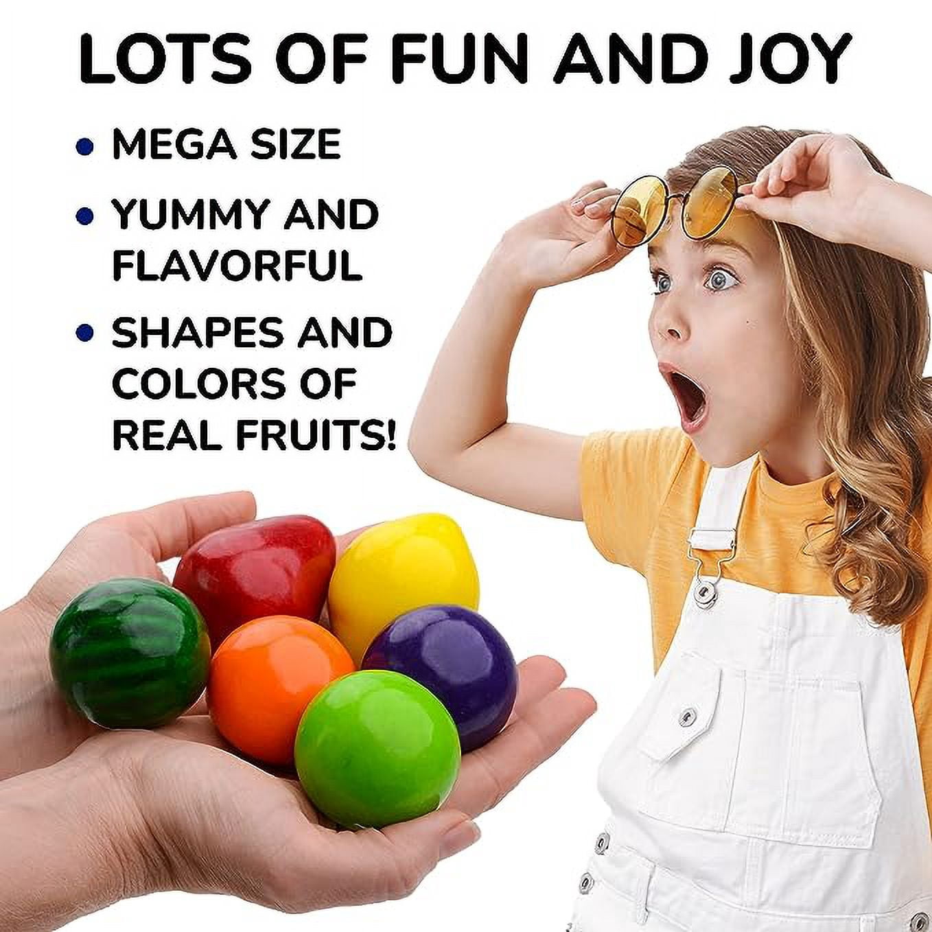 Giant Gumballs - Mega Fruit Gumballs - 2 Inch Giant Chewing Bubble Gum - Big Fruity Gum 1.75 Lb