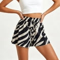 thumbnail image 4 of TEAJOPSUU Summer Zebra Print Shorts for Women Loose Drawstring Beach Shorts Casual Loungewear Flowy A-Line Shorts Black, 4 of 7