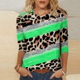 thumbnail image 2 of Pompotops T-shirt Ample à Imprimé Léopard pour Femme, Manches 3/4, Col Rond, Haut Décontracté, Liquidation, 2 of 5