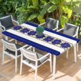thumbnail image 2 of Blue Poinsettia Christmas Table Cloths for 5 Foot Rectangle Tables, Xmas Botanical Vintage Floral Patio Waterproof Elastic Fitted Tablecloths, Washable Rectangular Table Cover for Camping, 2 of 8
