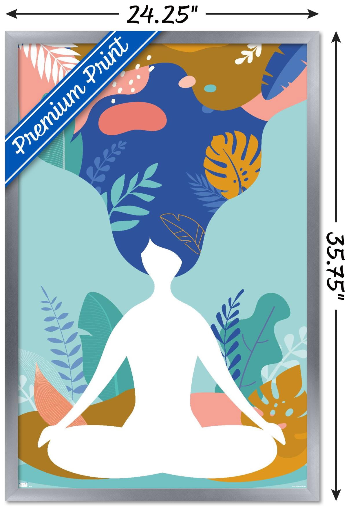 Meditation and Mindfulness Wall Poster, 22.375" x 34", Framed