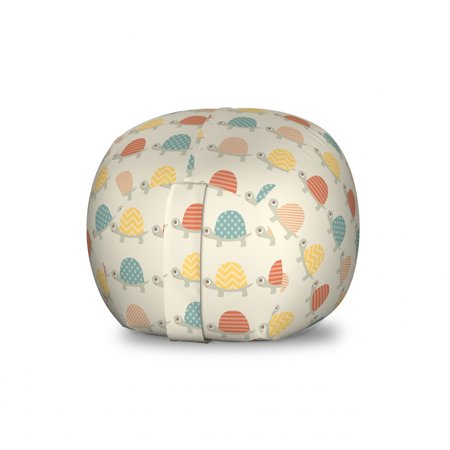 Turtle Storage Toy Bag Chair  Happy Turtles with Hand Drawn Patterns of Polka Dots Chevron Zig Zags and Stripes  Stuffed Animal Organizer Washable Bag  Large Size  Multicolor  by Ambesonne