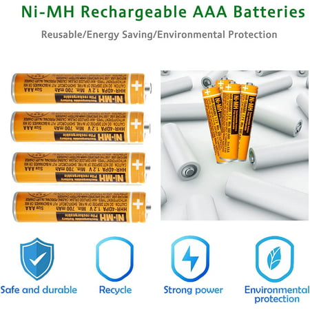 Lot de 6 Ni-MH AAA Piles Rechargeables HHR-4DPA pour Panasonic  Gigaset,700mah 1.2V Batterie Rechargeables pour téléphone sans Fil