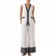 thumbnail image 4 of Nuoqisi Women's 2 Piece Outfits Summer Cotton Linen Vest Waistcoat Pants Sets Casual Vacation Travel Two Piece Set, 4 of 7
