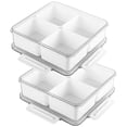 thumbnail image 2 of 2 Pack Veggie Trays, Divided Serving Trays with Lids & 4 Removable Compartments, Stackable Square Containers for Snack, Fruit Vegetable Salad Keepers, Refrigerator Organizer Bins, 2 of 6