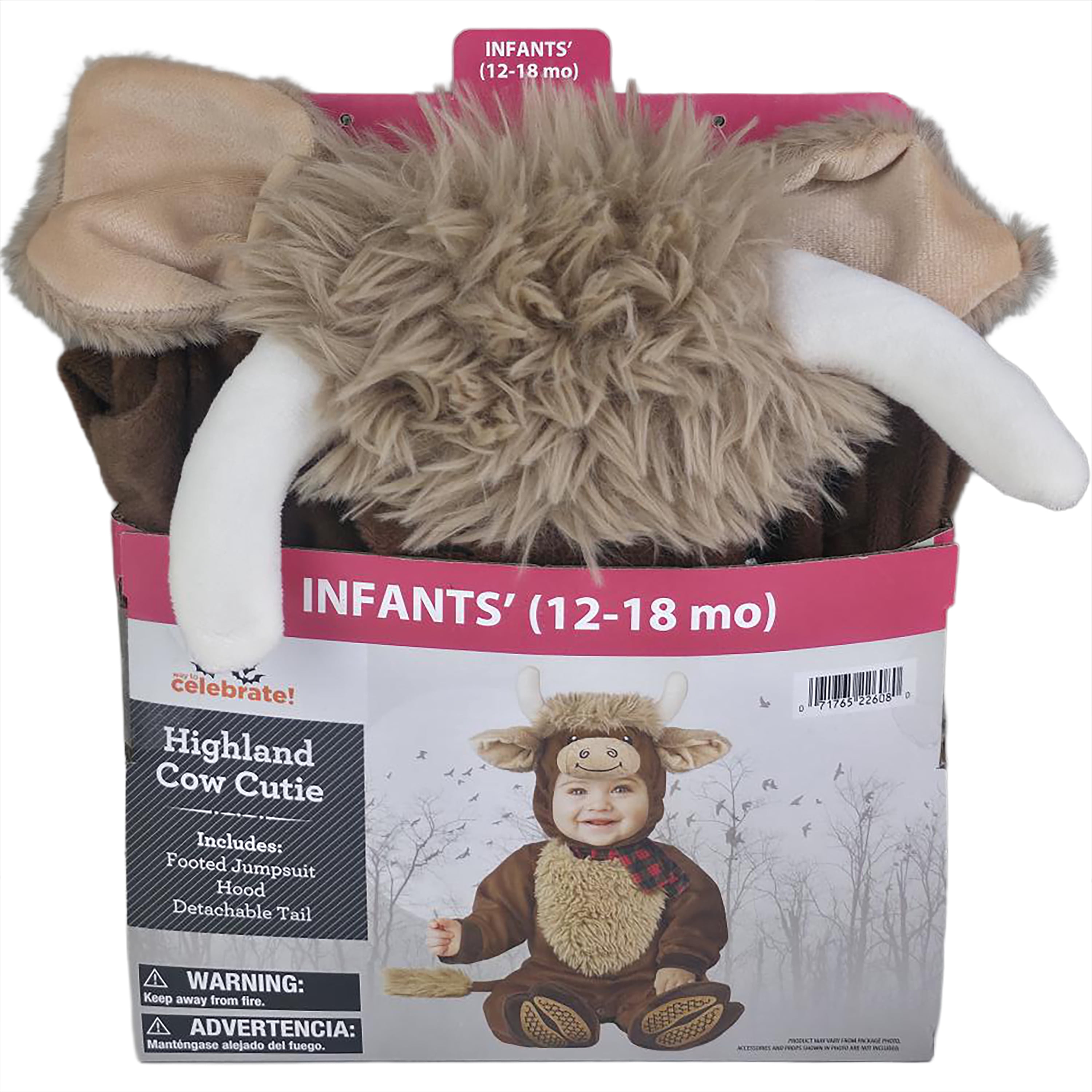 Highland Cow Cutie Halloween Costume for Infant, Size 12-18M, by Way to Celebrate