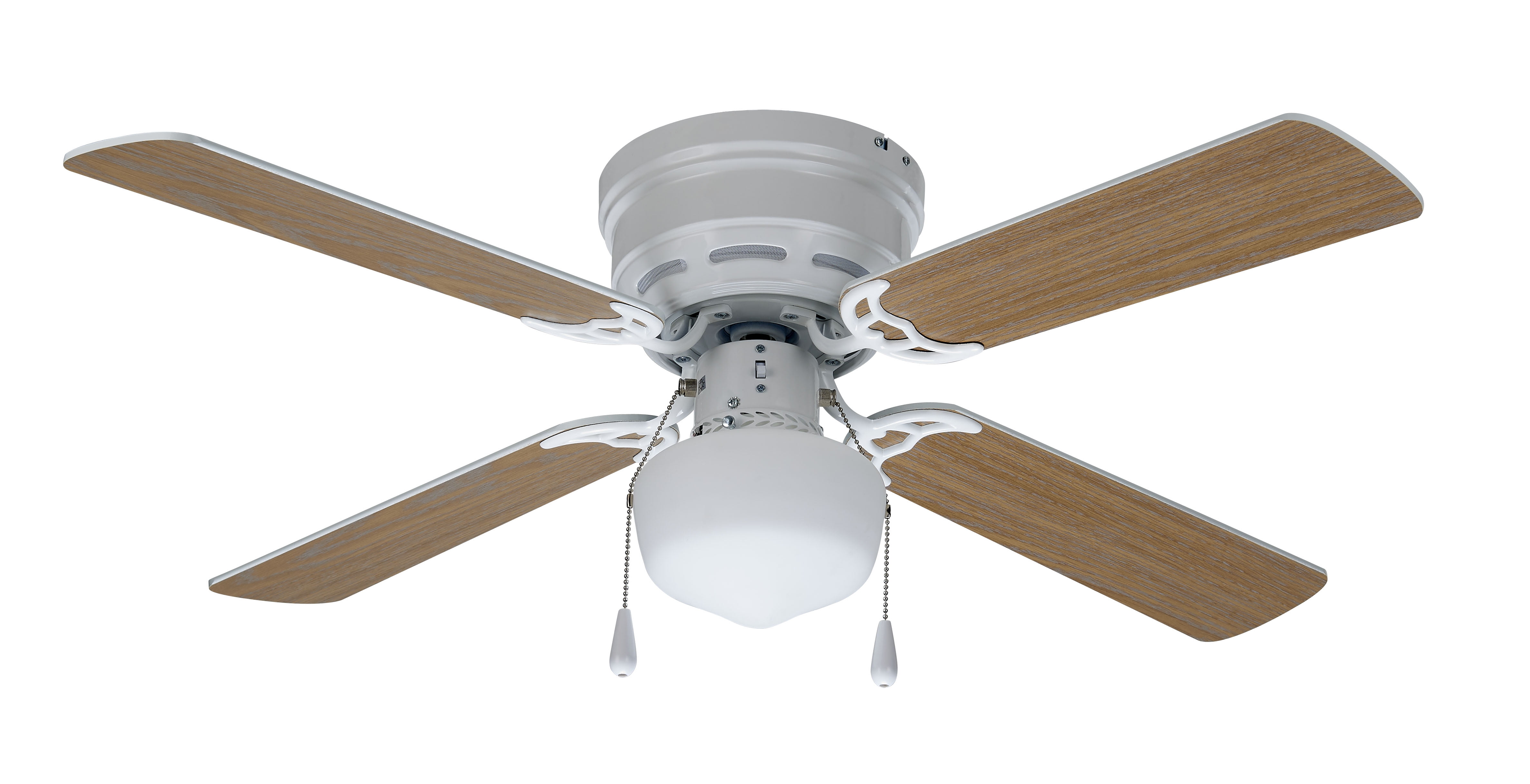 White 4 Blades LED Bulb Reversible Hugger Metal Indoor Ceiling Fan Single Light 