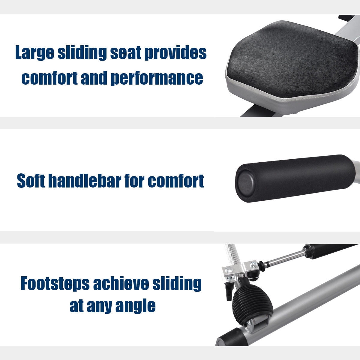 Gymax Exercise Rowing Machine Rower w/Adjustable Double Hydraulic Resistance Home Gym