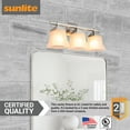 thumbnail image 5 of Sunlite Modern Vanity Light Fixture, Square Bell-Shaped Frosted Glass Shade, Medium Base (E26) Socket, Standard A19 (100W Max), Brushed Nickel, 5 of 6