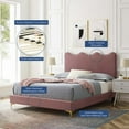 thumbnail image 2 of Platform Bed Frame, Twin Size, Pink, Velvet, Modern Contemporary, Bedroom Master Guest Suite Room, 2 of 10