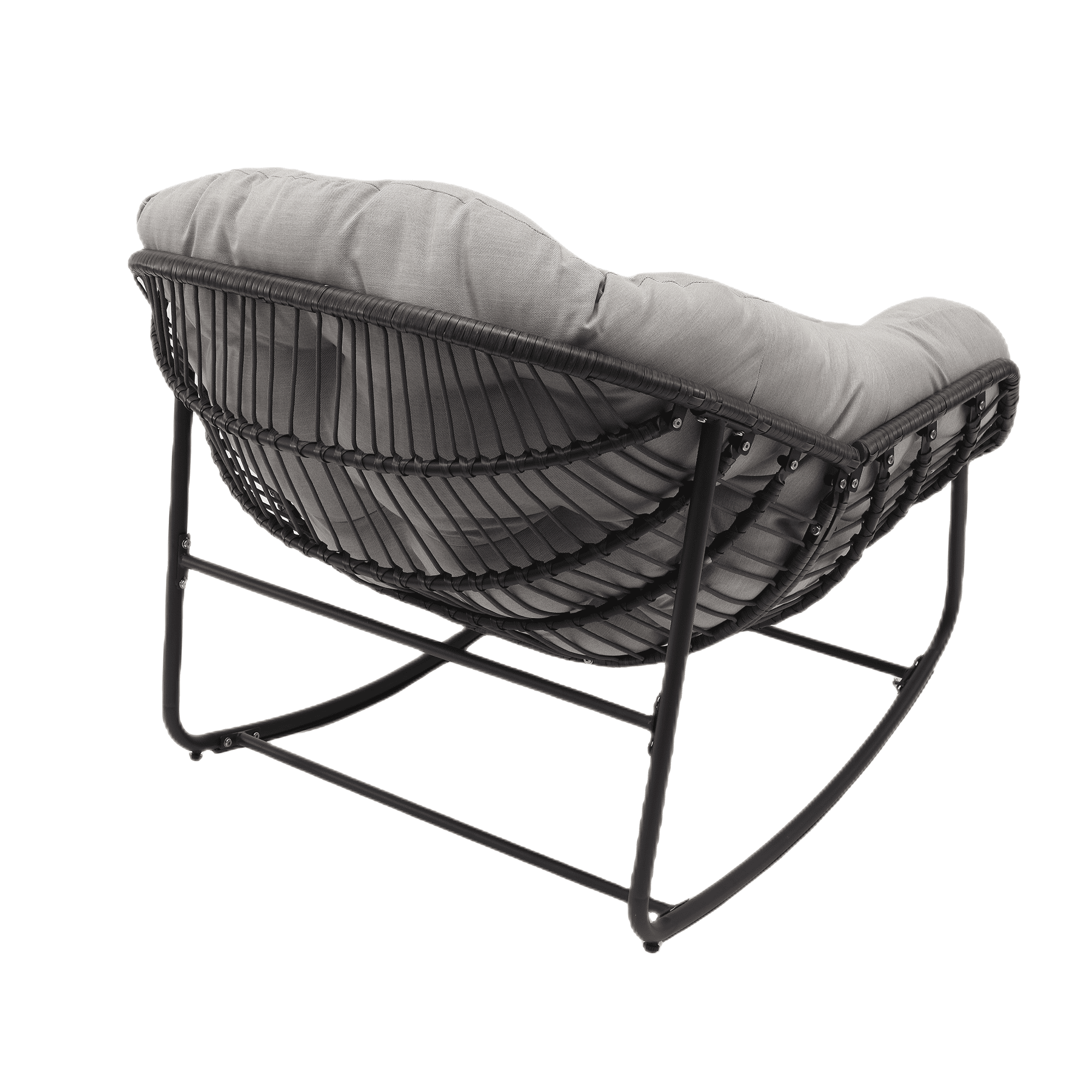 Oversized Egg Rocking Chair with Thick Padded Cushion - Hand-Woven PE Rattan & Steel Frame for Indoor/Outdoor Relaxation