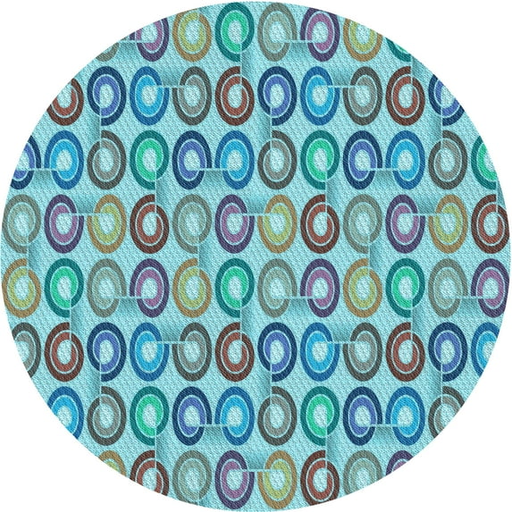 Ahgly Company Machine Washable Indoor Round Transitional Beetle Green Area Rugs, 7' Round