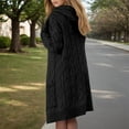 thumbnail image 3 of DuoJiaJ Hooded Long Cardigan Sweater Coat Stylish Knitted Pullover With Pattern For Autumn And Winter Fashion Women's Lightweight Sweater Black L, 3 of 5