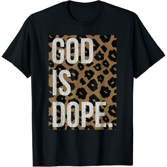Vintage God Is Dope In Leopard T-Shirt