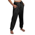 thumbnail image 2 of Black Sweatpants Women Straight Leg Sweatpants for Women Bottom Fleece Joggers Drawstring High Waited Tapered Yoga Pants with Pockets, 2 of 5