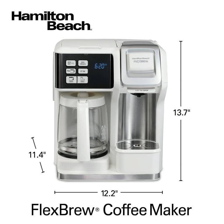 Hamilton Beach FlexBrew Trio Coffee Maker, 2 Way, Single Serve, 12 Cup,  White, 49947 