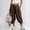 Brown, variant on Women's Crossover Waist Loose Jogger Linen Capri Pants, Breathable with Pockets for Summer Daily Casual Commute Wear Black M