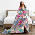 thumbnail image 5 of Mermaid Scales Blanket,Watercolor Fish Scales Decor Blankets Soft Warm Throw for Women Girls Birthday, Home Living Room Decoration 50"x60", 5 of 6