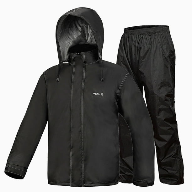 Pole-Racing Rain Suit Waterproof Cycling Rain Cover Jacket & Trousers Unisex Hiking Raincoat Pants Rainwear For Motorcycle Fishing Black Xl
