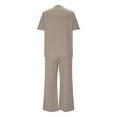thumbnail image 4 of UPPADA 2 Piece Beach Sets for Women 2 Piece Lounge Sets Summer Travel Sweat Outfits Short Sleeve Wide Leg Casual Matching Tracksuits Sets Khaki,M, 4 of 6