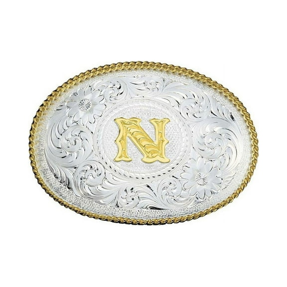 Montana Silversmiths Initial N Silver  Two Toned - Acc Buckle  - 700N