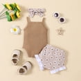 thumbnail image 6 of CAUYDY Infant Baby Girls Summer Outfit 3Pcs Set Toddler Clothes Ruffle Sleeve Romper Elastic Shorts Pretty Bow Headband for Newborn 3 6 9 12 18 Months (Sizes 0-3 Months,L4-Brown), 6 of 6
