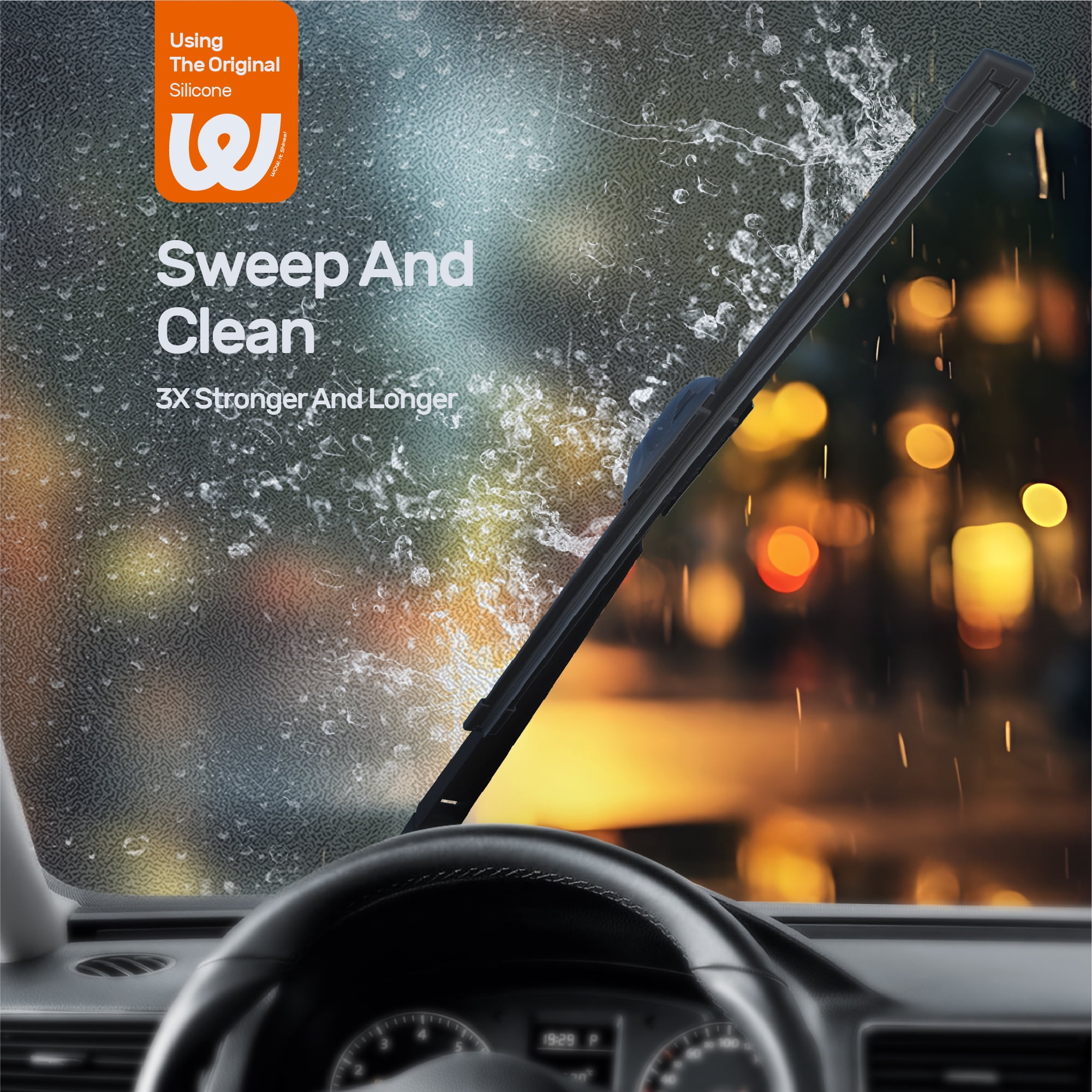 WOWIPER 26"+16"+13" Premium Silicone Wiper Blades 3-Pack – Water Repellent Beam Fit J-Hook – OEM All-Season with Rear Wiper for Honda CRV 2012-2016