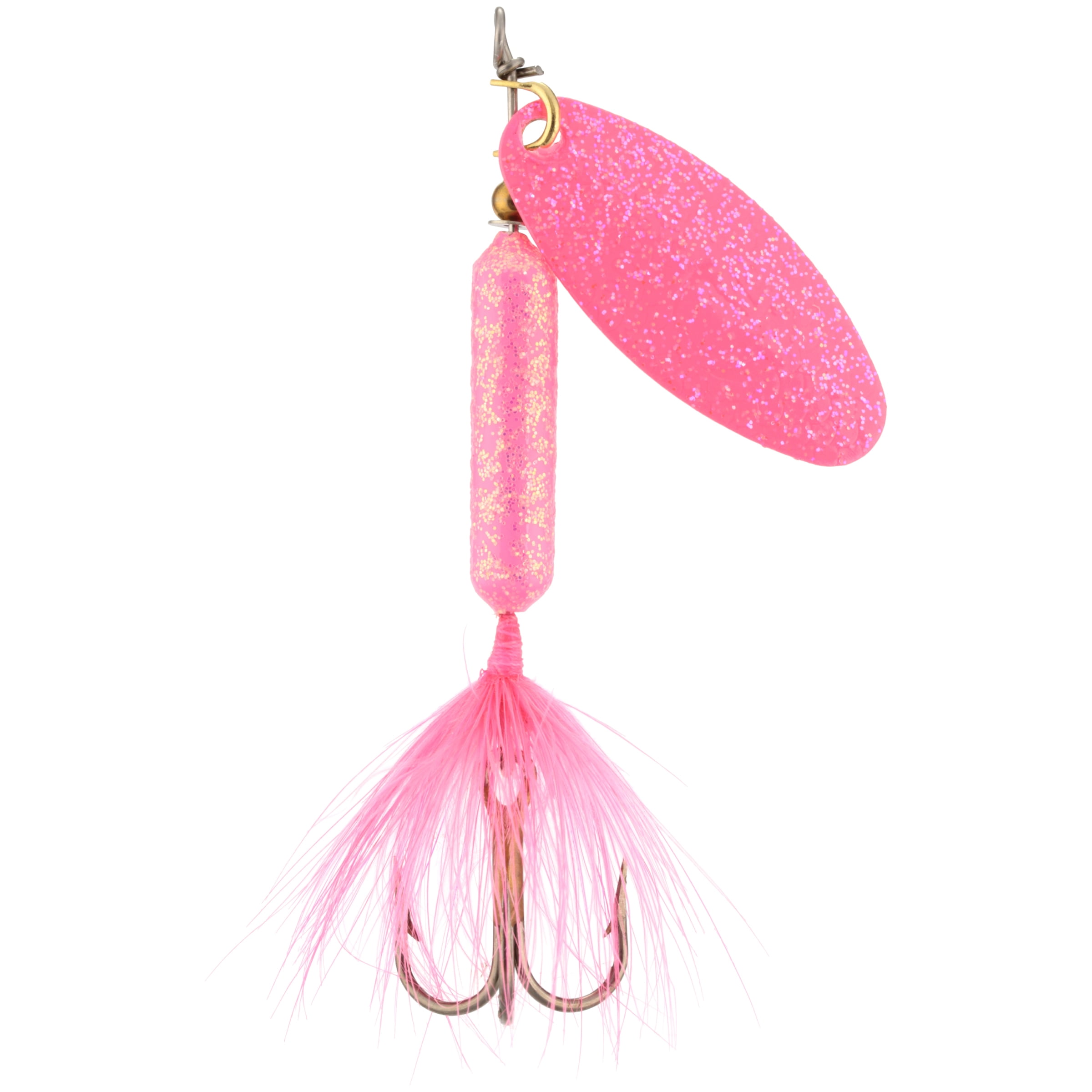 (2 pack) Worden's® Rooster Tail® Original, Inline Spinnerbait Fishing Lure, Glitter Pink, 1/4 oz. Carded Pack