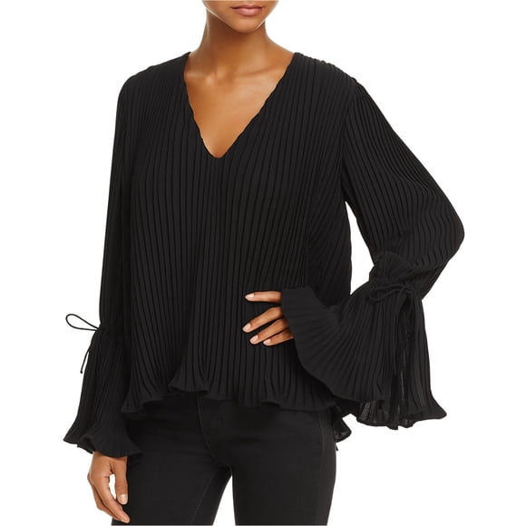 Blusa plisada C/Meo Collective con mangas acampanadas para mujer negro pequeño