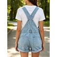 thumbnail image 6 of Womens Overalls Shorts Denim Bib Straps Shorts Casual Solid Color Rompers Jumpsuits With Pockets Pants, 6 of 7