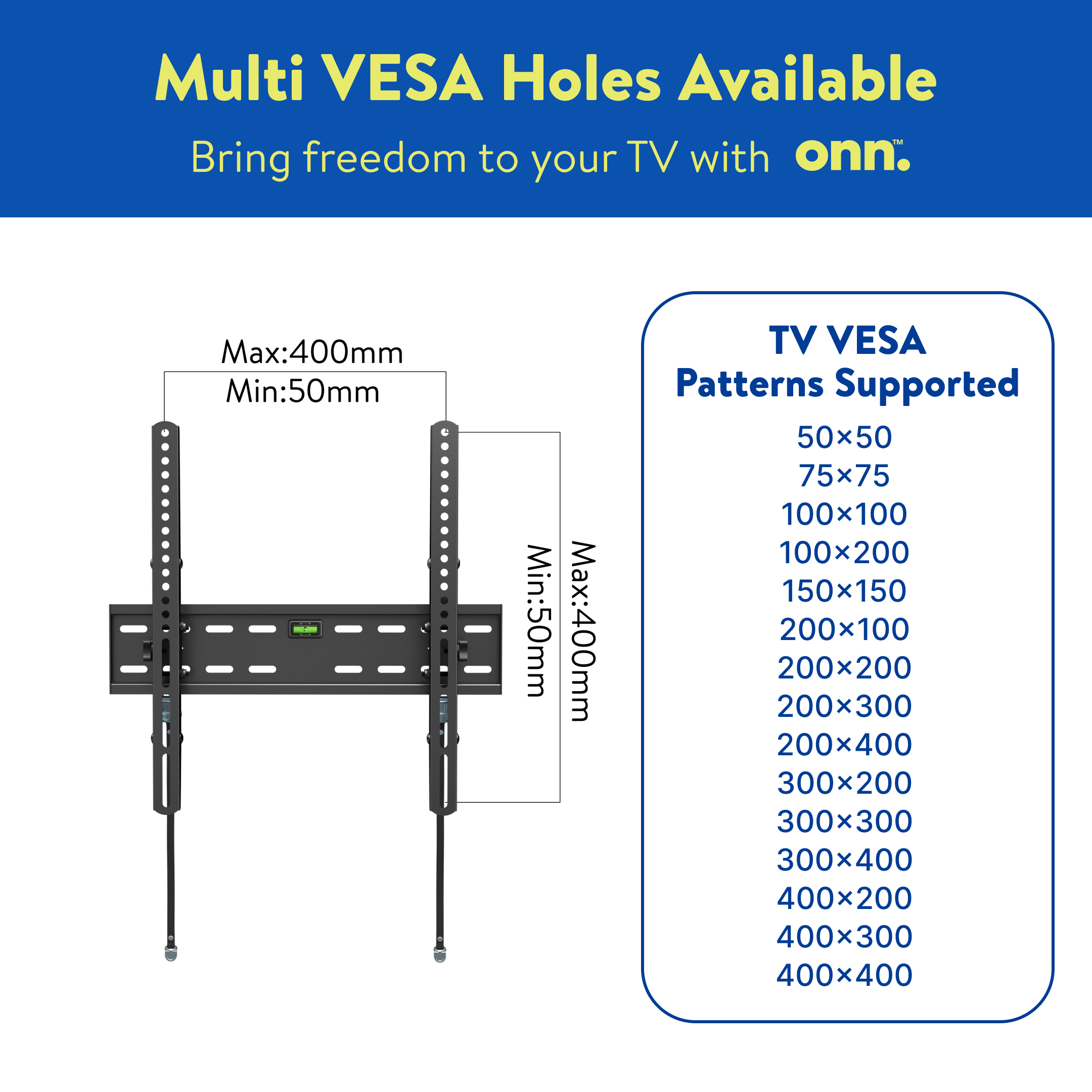 onn Tilting TV Wall Mount for 19" to 50" TVs, UL Listed, up to 12 Tilting