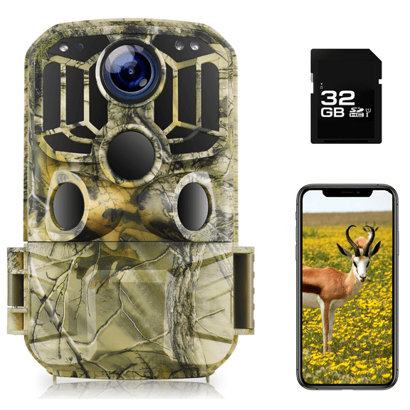 CAMPARK Trail Camera with SD Card WiFi Buletooth 20MP 1296P Game Hunting Camera Infrared Night Vision Waterproof Motion Activated 2.4"color TFT LCD Trail Cam for Wildlife Monitor