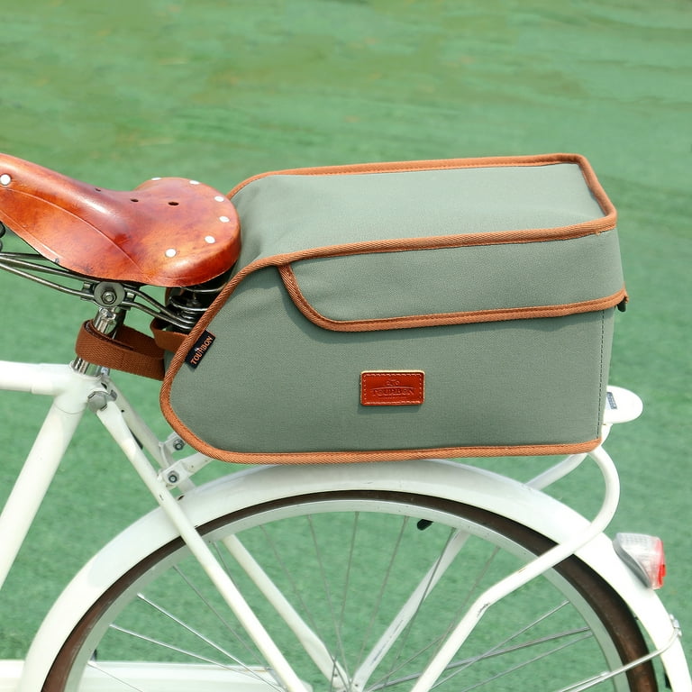 TOURBON Cycling Accessories Bicycle Rear Rack Insulated Trunk Cooler Bags Canvas Bike Seat Tail Bags Green Traveling