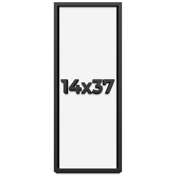 14x37 Shadow Box Frame Black | 1 inches Deep Real Wood Contemporary Shadowbox Display Frame | UV