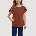 thumbnail image 2 of JUMEYU T Shirts for Teen Girls Stylish Tropical Crop Top for Little & Big Girls Cool Summer T-Shirt Clothes Size 11-12 (Coffee,11-12 Years), 2 of 5