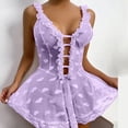 thumbnail image 2 of WZXFASHION Robe à Bretelles en Dentelle Aguichant Mignonne pour Femmes (Sans String) sous-Vêtements Violets TTTG, 2 of 7