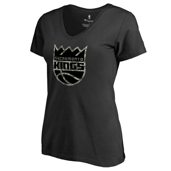 Women's Black Sacramento Kings Cloak Camo V-Neck T-Shirt