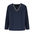 thumbnail image 4 of Blusas y camisas de manga larga con cuello redondo para hombre, informales, de color liso, con hombros descubiertos, rectas, con lazo en el pecho, bordadas, de licra., 4 of 8