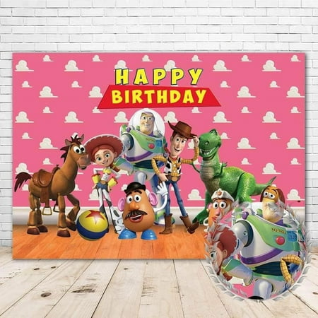 Image of Toy Story Backdrop - Pink Clouds Background for Girl s 1st Birthday Party