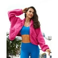 thumbnail image 3 of PUWEI Women's Sherpa Fleece Cropped Jacket Fuzzy Warm Coat Button Down Outwear with Pockets, 3 of 7