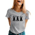 thumbnail image 1 of TSADFHJI Yoga Tops for Women Flowy Womens Spring Summer Rabbit Printed Short Sleeve O Neck T Shirt Top S Grey, 1 of 5